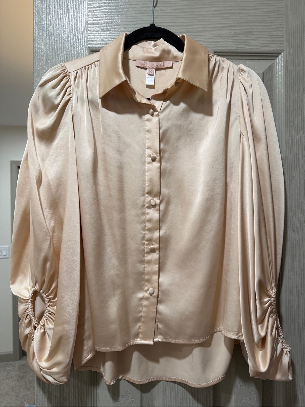 Hutch Button-Down Silky Blouse - Blush